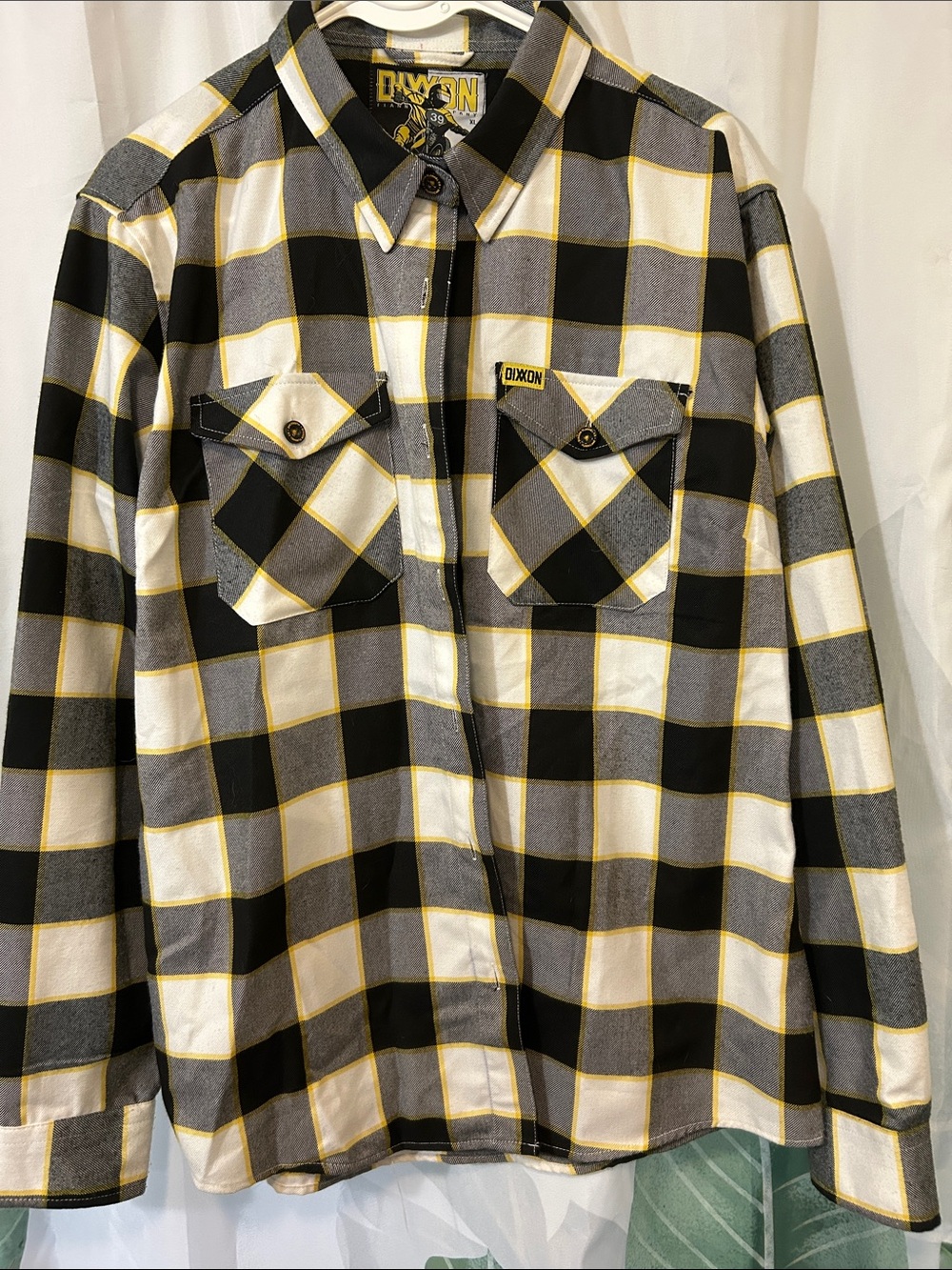 DIXXON “Hurricane” Men’s Black, Yellow, & White Plaid Button-Up Shirt